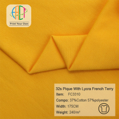 FC3310 32s CVC Pique With Lycra French Terry Fabric 37%Cotton 57%Polyester 240gsm