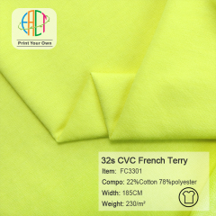 FC3301 32s Combed CVC French Terry Fabric 22%Cotton 78%Polyester 230gsm