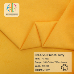 FC3337 32s Combed CVC French Terry Fabric 30%Cotton 70%Polyester 240gsm
