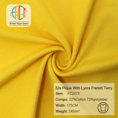 FC2478 32s T/C Pique With Lycra French Terry Fabric 22%Cotton 73%Polyester 240gsm
