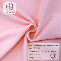 FC3192 32s T/C Dense 1X1 Rib Brushed Fabric