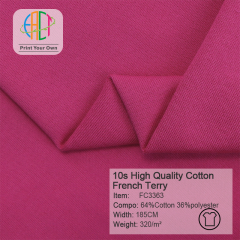 FC3363 10s Semi-combed High Quality Cotton French Terry Fabric 64%Cotton 36%Polyester 320gsm