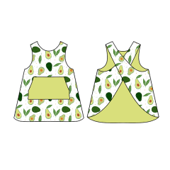 BB003 Custom Made Japanese Style Toddler Apron Reversible Bib With A Front Pocket