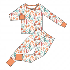 G027 Customized Two Pieces Set Pajamas With Cotton or Bamboo Fabric