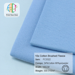 FC3322 10s Cotton Brushed Fleece Fabric 34%Cotton 66%Polyester 300-310gsm