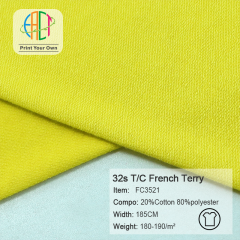 FC3521 32s Combed T/C French Terry Fabric 20%Cotton 80%Polyester 180-190gsm
