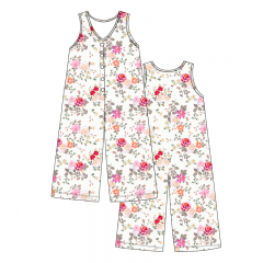 JS001 Customized Printed Sleeveless Button Women's Jumpsuit