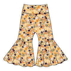 G052 Customized Digital Printed Cartoon Pattern Kids Girls' Flare Pants