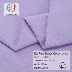FC3579 32s Pure Dense Cotton Lycra Fabric 93%C 7%Sp 230gsm