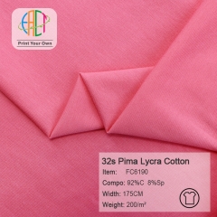 FC6190 32s Semi-combed Pima Lycra Cotton Fabric 92%C  8%Sp 200gsm