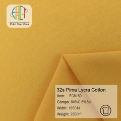 FC6180 32s Pima Lycra Cotton Fabric 94%C 6%Sp 230gsm