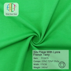 FC2479 32s T/C Pique With Lycra French Terry Fabric 23%C 72%P 5%Sp 240gsm