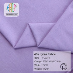 FC3279 40s Semi-combed CVC Lycra Fabric 53%C 40%P 7%Sp 170gsm