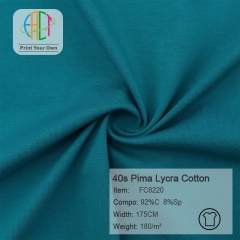 FC6220 40s Semi-combed Pima Lycra Cotton Fabric 92%C  8%Sp 180gsm