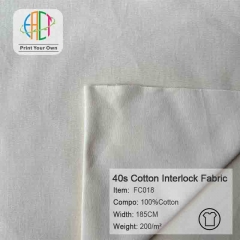 FC018 40s High Quality Combed Cotton Interlock Fabric 100%Cotton 200gsm