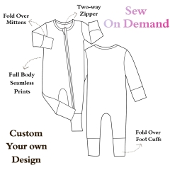 G013 Custom Print& Sew Bamboo Print Pajama Romper for Baby,2-Way Zipper Bamboo Sleepers, Customized Product