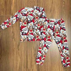 G046 Customized 2 Pieces Set Printed Long Pants Long Sleeves Baby Pajamas