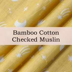 BCMD40 Custom Printed Bamboo Cotton Checked Muslin Fabric 70%B 30%C 70gsm