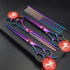 8.0 inches High quality Professional Pet grooming Scissors curved Scissors& chunkers&straight scissors 3 pieces in 1 set