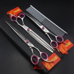8.0 inches High quality Professional Pet grooming Scissors curved Scissors& chunkers&straight scissors in 1 set