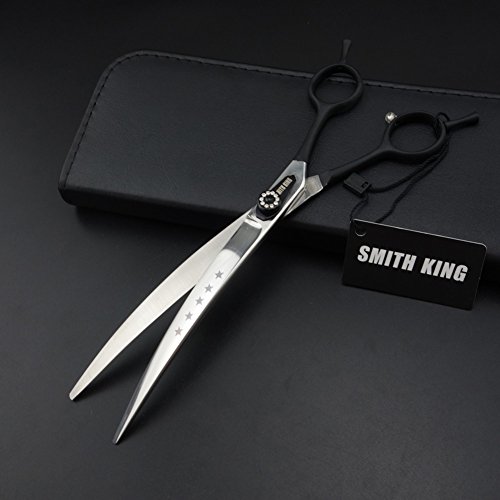 8.0 inches Professional Pet Grooming Scissors Pet Straight Scissors Thinning scissors Curved shears Dog Grooming Scissors 440C 62HRC (silver curved scissors)