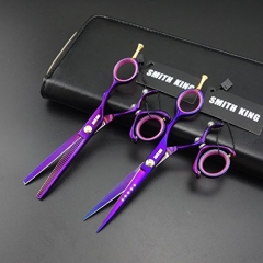 6.0 Inches Professional Hair Scissors Set Cutting &amp; Thinning Scissors 2pcs set Swivel-Ring (Violet)