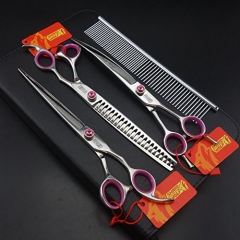 8.0 inches professional pet grooming scissors,pet straight scissors &amp; chunkers &amp; curved scissors with comb,case