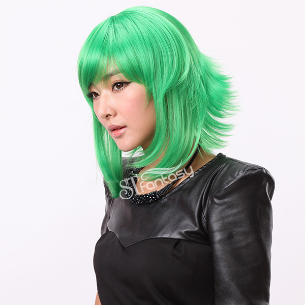 16" Cosplay short green Japanese synthetic wigs