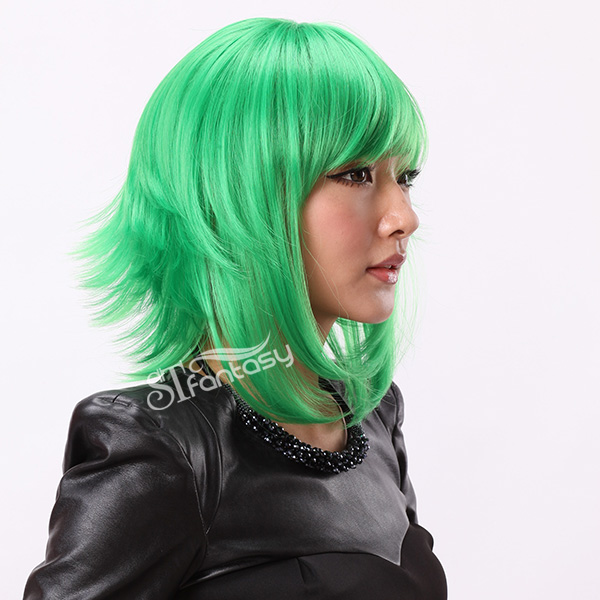 16" Cosplay short green Japanese synthetic wigs