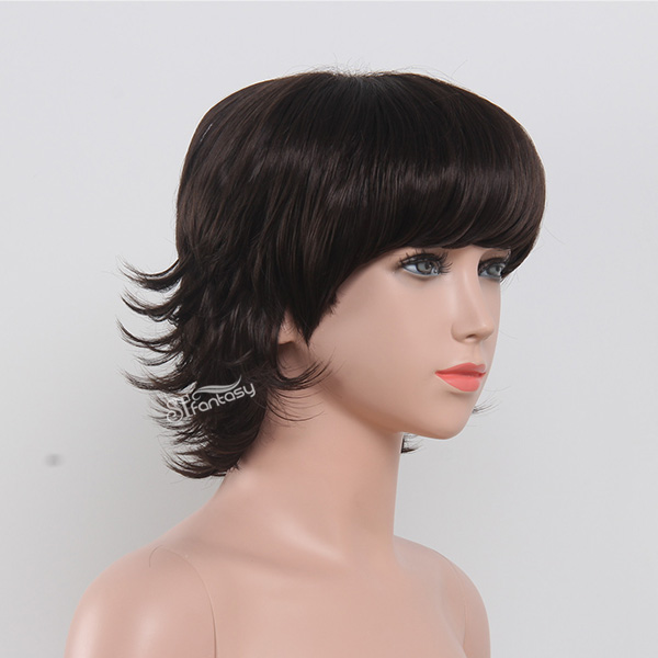 12" synthetic fiber wig black curly wig for kids