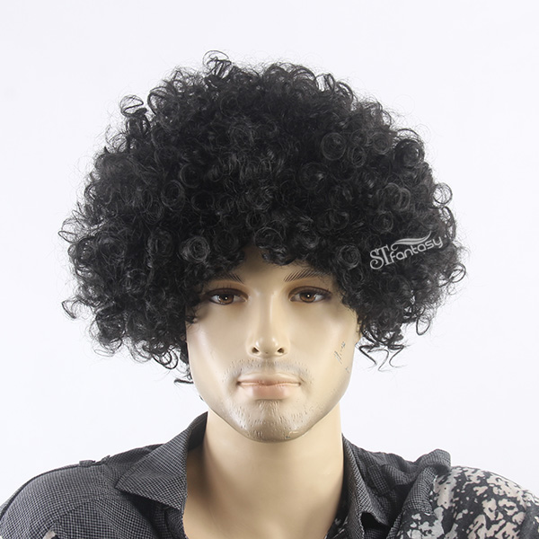 Kinky curly afro short wig for black man