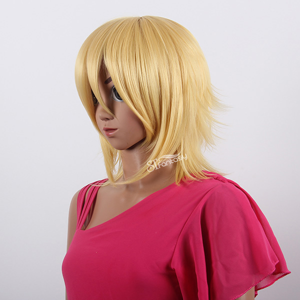 Short yellow anime wig Jepanese anime naruto cosplay wig