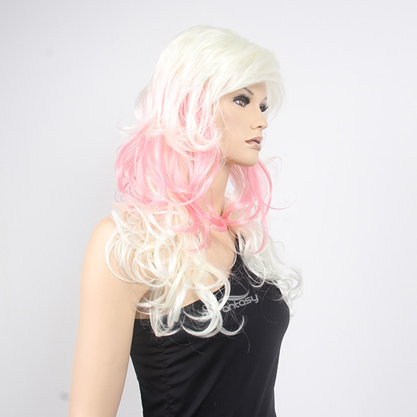 Long curly high temperature fiber colorful party wig