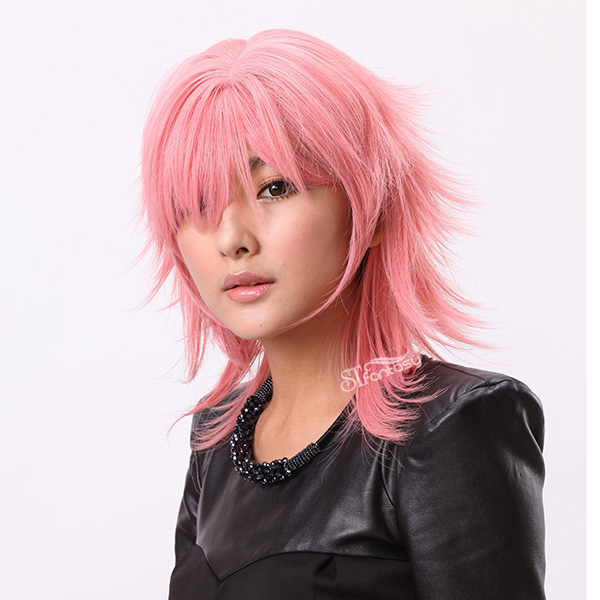 Guangzhou wig factory wholesale pink cosplay wig anime short layered wig