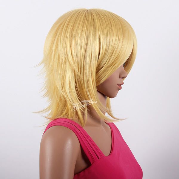 Short yellow anime wig Jepanese anime naruto cosplay wig