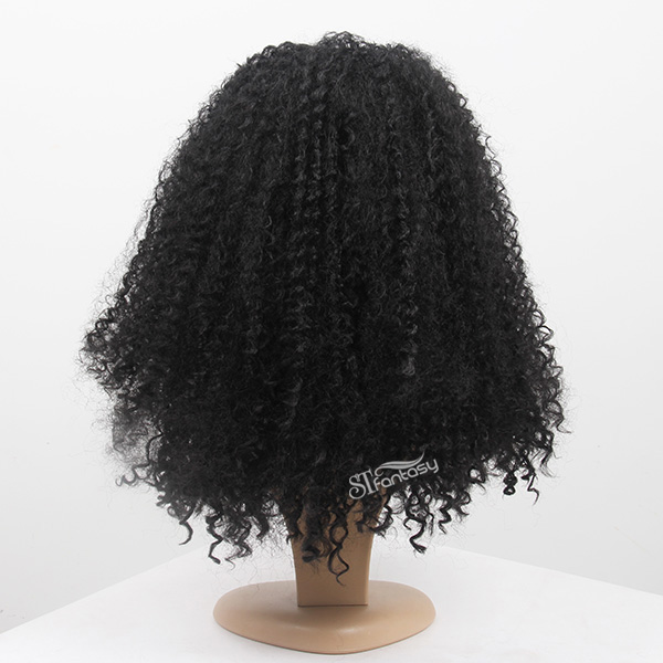 ST fluffy kinky curly synthetic u part wig for black women