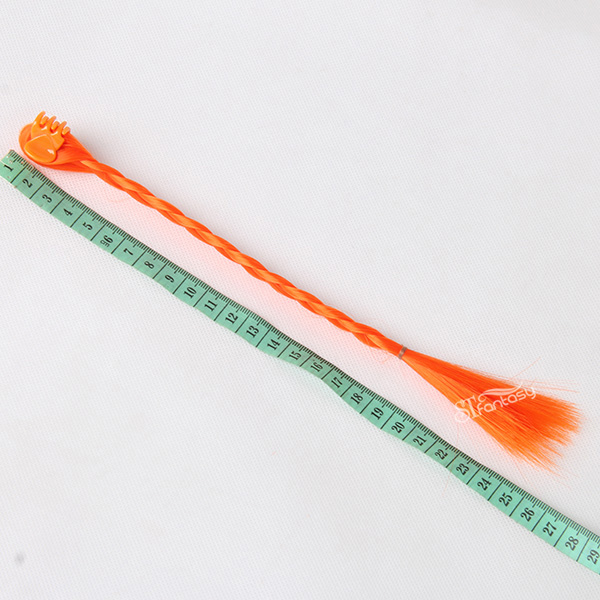 Orange color synthetic hair small braid with clip for kids