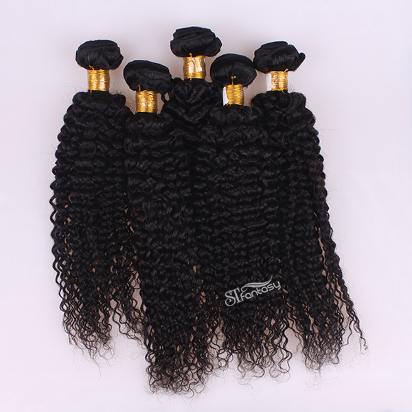 Black kinky curly non remy human hair extension for afro women