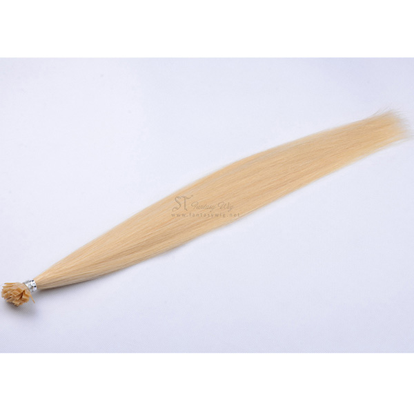 Straight blonde flat tip hair extension human hair