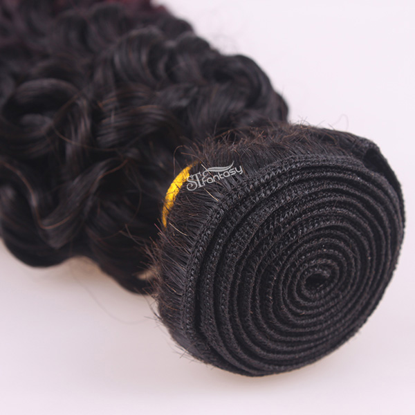 1B/ 99J ombre color human hair weft kinky curly hair extensin for black women