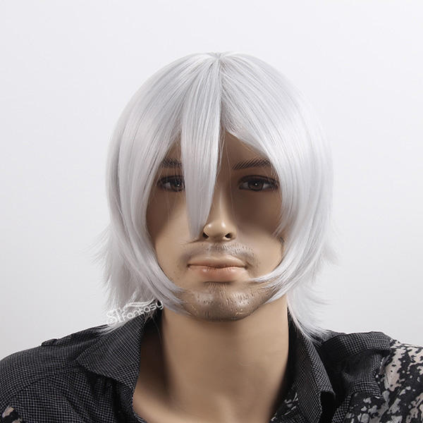 Silver grey short jepanese cosplay wig for men