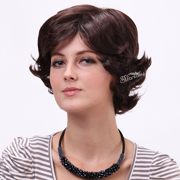 Natural color water wave mom wigs with high quality synthetic fiber