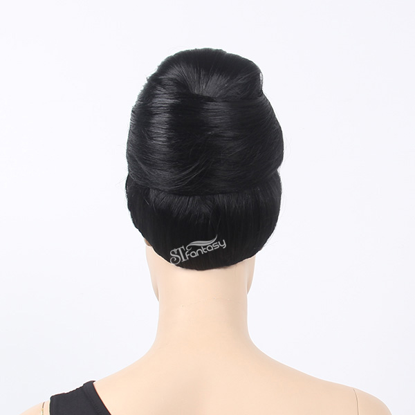 Black color updo hair style mannequin head bald wig wholesale