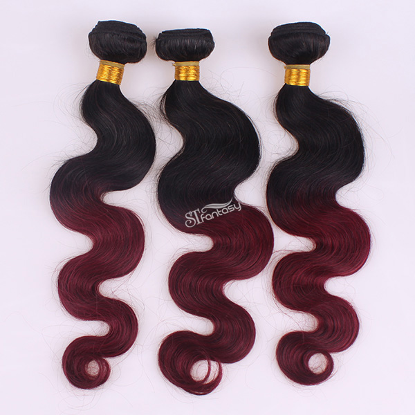 1B omber 99j curly human hair weaving seal in hair extension