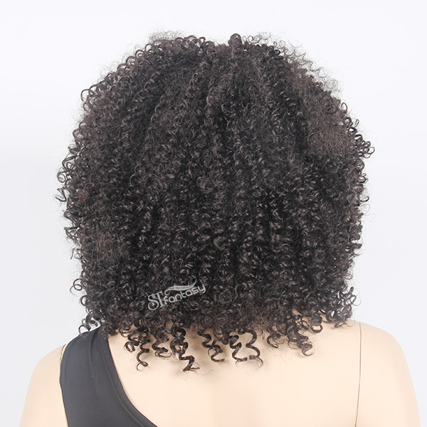 Black afro wig with kinky curly synthetic fiber imported from Japan