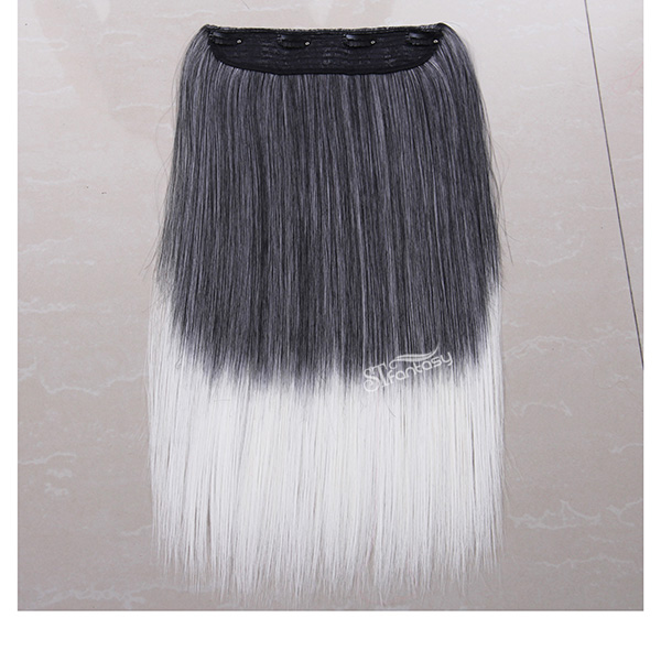 Grey ombre white one piece synthetic hair extension wholesale