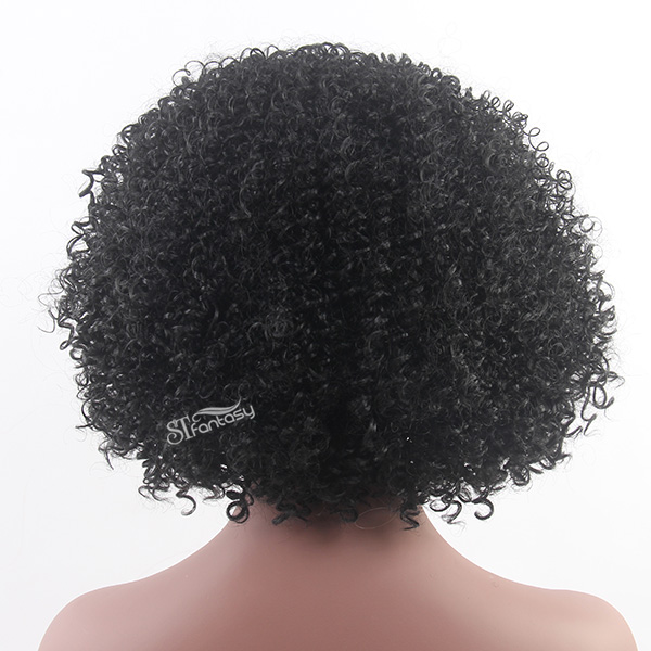 Short kinky curly synthetic hair afro wig for african women