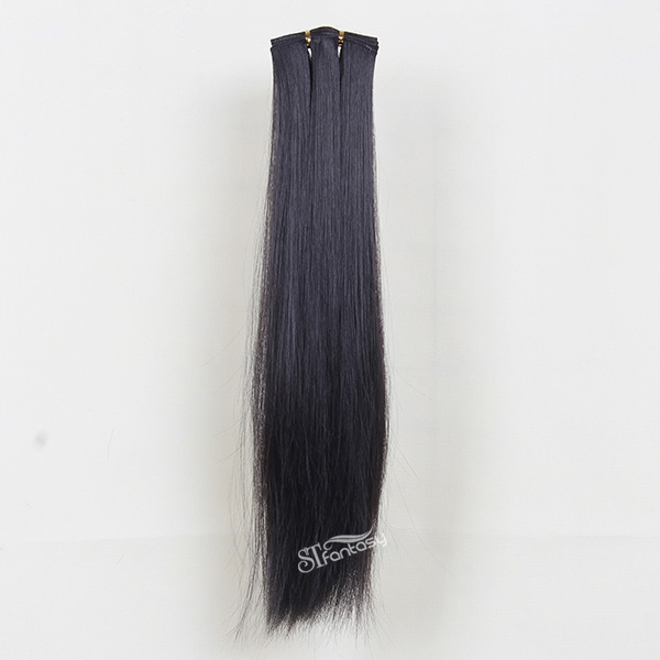 One piece black straight long synthetic hair weaving