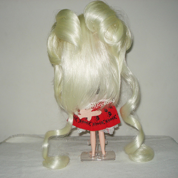 High temperature fiber long curly light blonde wig for american girl dolls