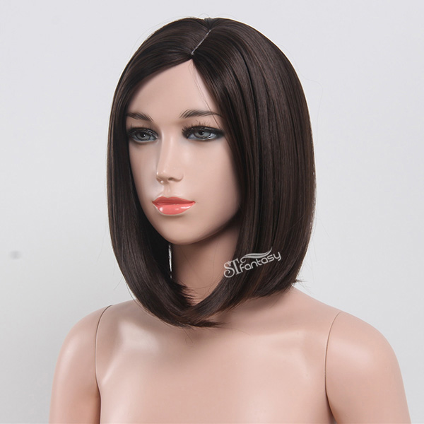 13“ Straight middle part synthetic hair bob wig for girls